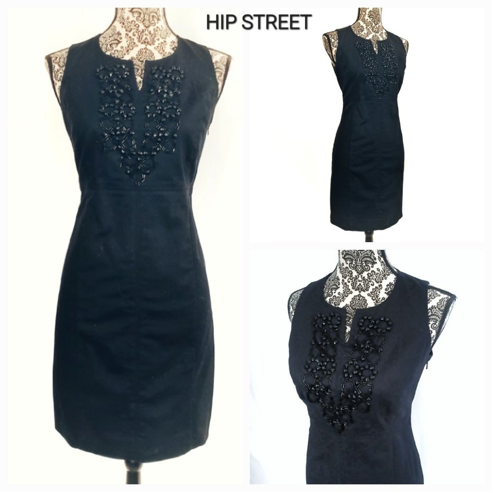 RAFAELLA Dress Sleeveless Beaded Top Stretch Sheath 6P